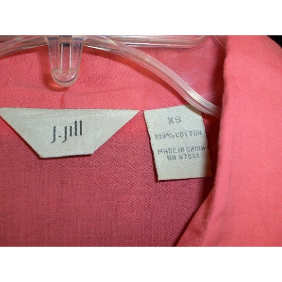 J. Jill Top XS Button Down Ruffle Collar Orange Coral - Picture 4 of 7